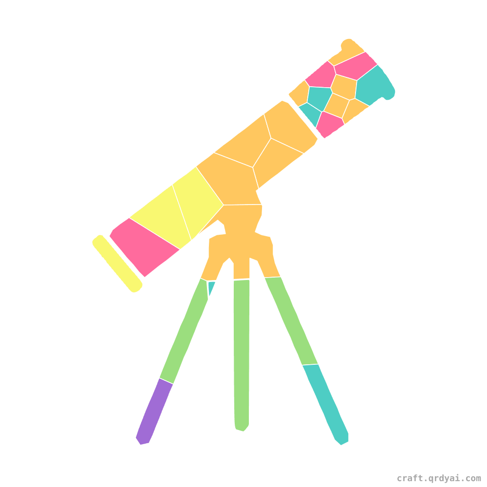 Stargazing Telescope mosaic sticker template — finished art