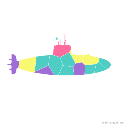 Submarine mosaic sticker template — finished art preview