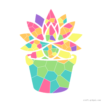 Succulent mosaic sticker template — finished art preview