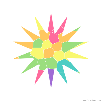 Sunburst mosaic sticker template — finished art preview