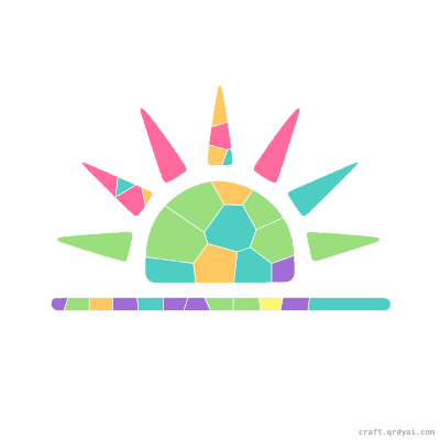 Sunset mosaic sticker template — finished art preview