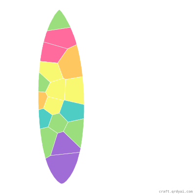 Surfboard mosaic sticker template — finished art preview