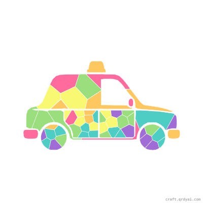 Taxi Cab mosaic sticker template — finished art preview