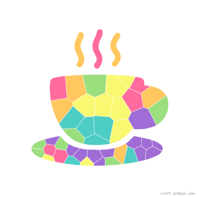 Tea Cup mosaic sticker template — finished art preview