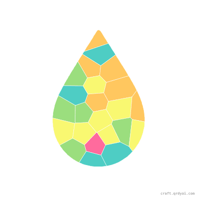 Teardrop mosaic sticker template — finished art preview
