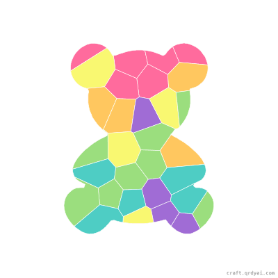 Teddy Bear mosaic sticker template — finished art preview