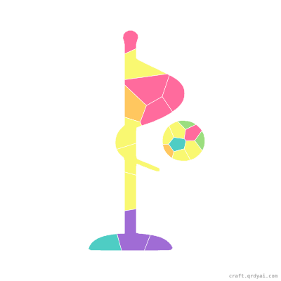 Tetherball mosaic sticker template — finished art preview