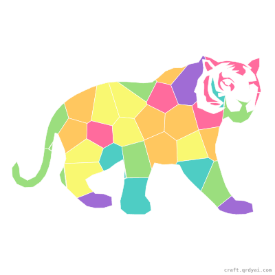 Tiger mosaic sticker template — finished art preview