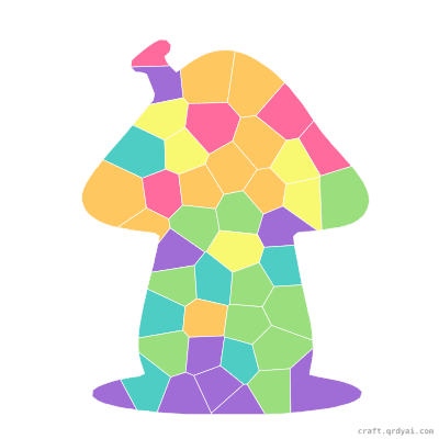 Toadstool House mosaic sticker template — finished art preview