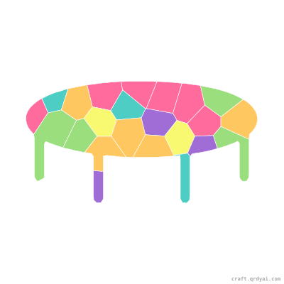 Trampoline mosaic sticker template — finished art preview