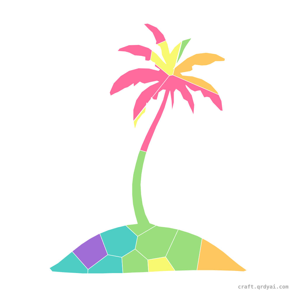 Tropical Island mosaic sticker template — finished art