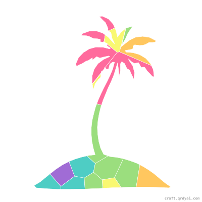 Tropical Island mosaic sticker template — finished art preview