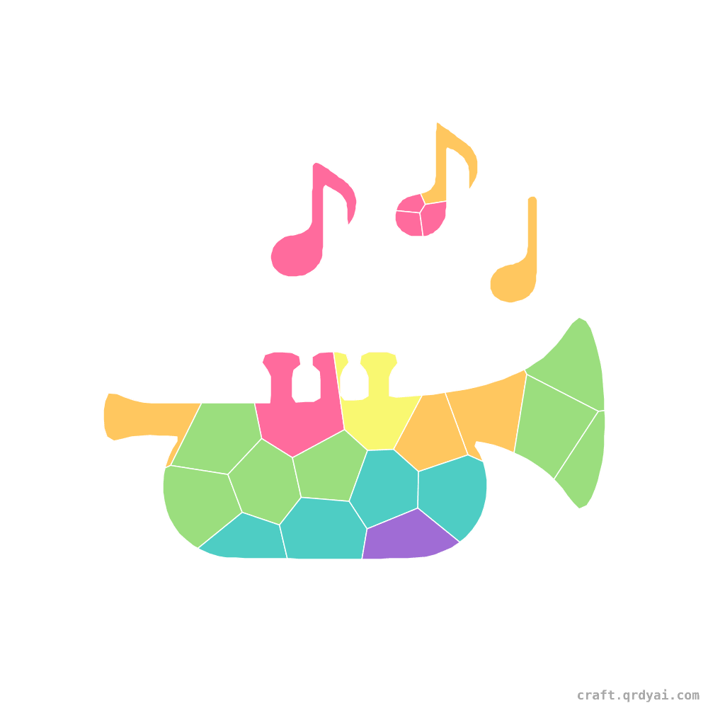 Trumpet mosaic sticker template — finished art