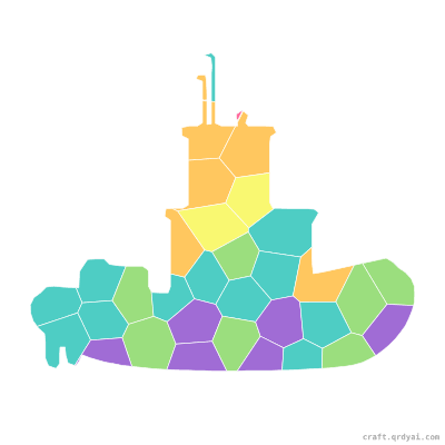Tugboat mosaic sticker template — finished art preview