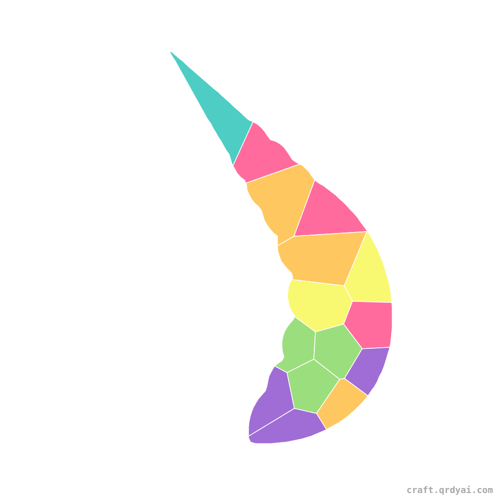 Unicorn Horn mosaic sticker template — finished art