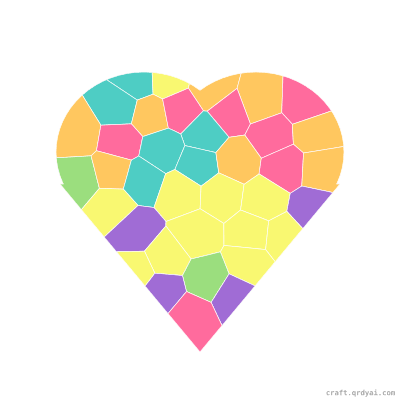 Valentine heart mosaic sticker template — finished art preview