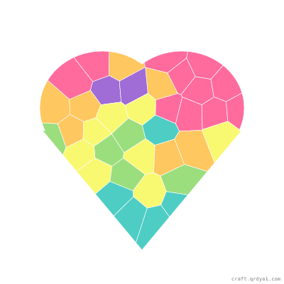 Vibrant heart mosaic sticker template — finished art preview