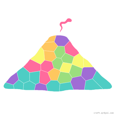 Volcano mosaic sticker template — finished art preview