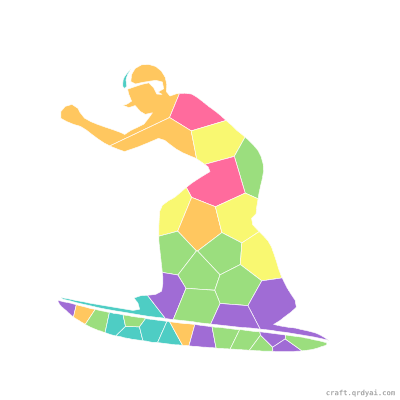 Wakeboard mosaic sticker template — finished art preview
