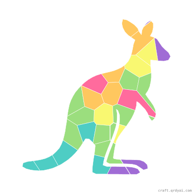 Wallaby mosaic sticker template — finished art preview