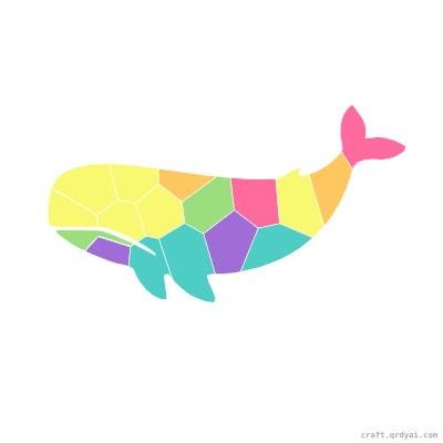 Whale mosaic sticker template — finished art preview