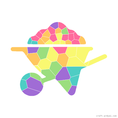 Wheelbarrow mosaic sticker template — finished art preview