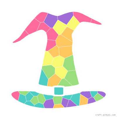 Witch Hat mosaic sticker template — finished art preview