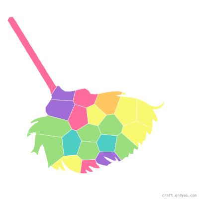 Witch's Broom mosaic sticker template — finished art preview