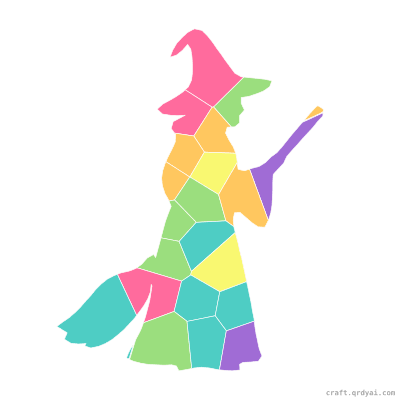 Witch mosaic sticker template — finished art preview