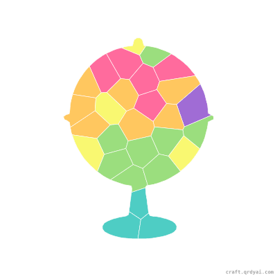 World Globe mosaic sticker template — finished art preview
