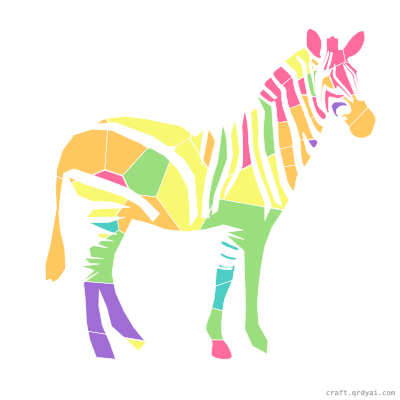 Zebra mosaic sticker template — finished art preview